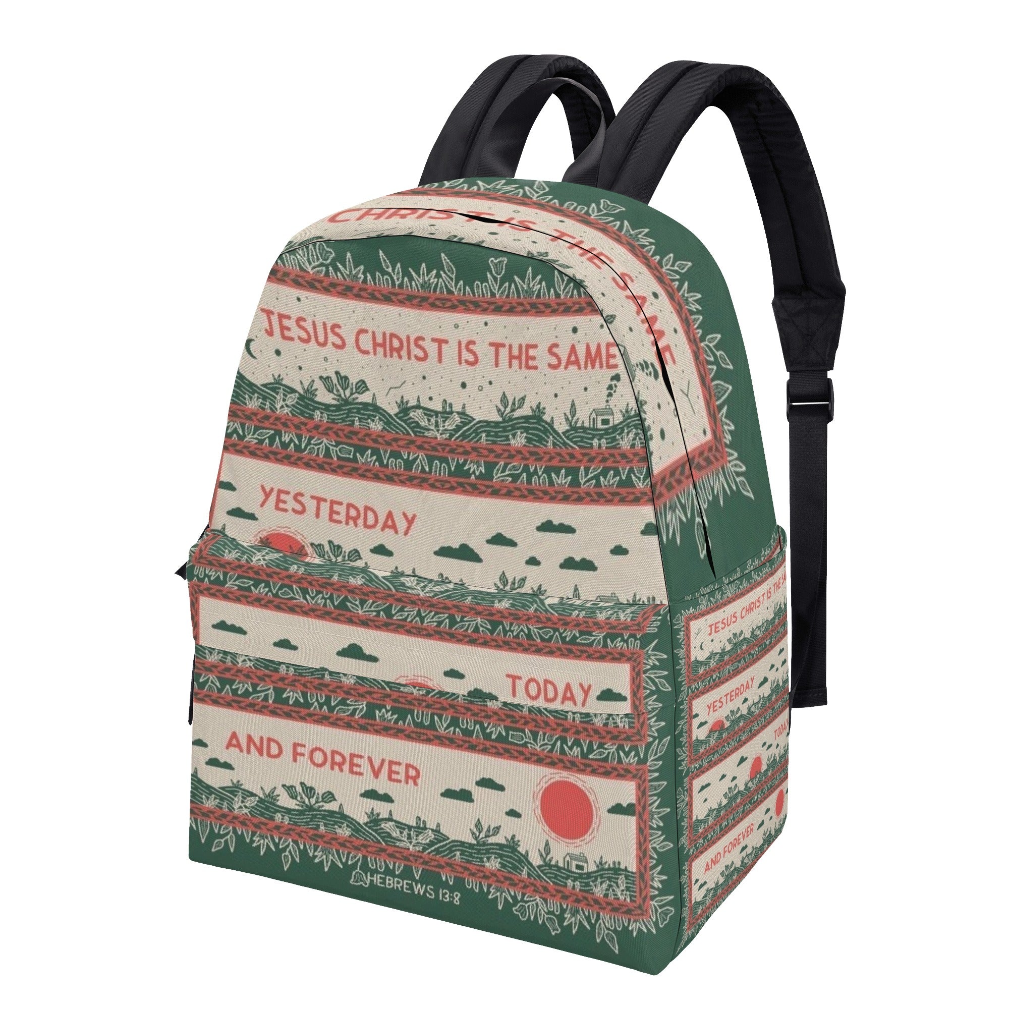 Hebrews 13:8 Backpack, Jesus Christ Is the Same Yesterday Today and Forever Backpack, Christian Bible Verse Backpack, Faith-Based Inspirational School Bag.PLAF46